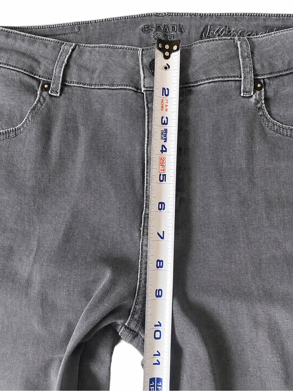 Escada Womens Grey Jeans with Black Patent Side Stripe 44 - Picture 4 of 11